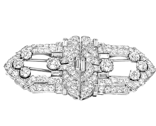 #27308 - Raymond C Yard Art Deco  Double Clip Diamond Brooch