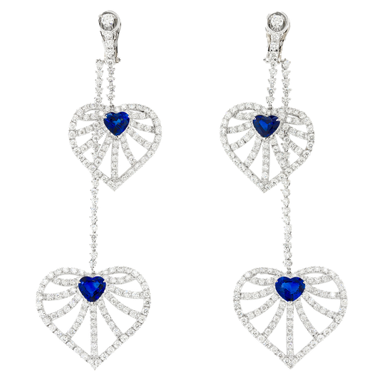 #27393 - Nineties Italian Sapphire and Diamond Chandelier Earrings