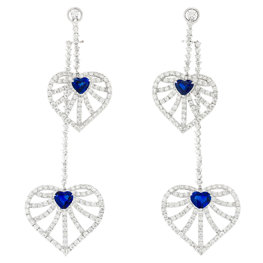 #27393 - Nineties Italian Sapphire and Diamond Chandelier Earrings