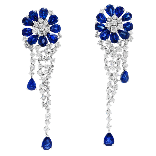 #27394 - Italian Design Sapphire and Diamond Chandelier Earrings