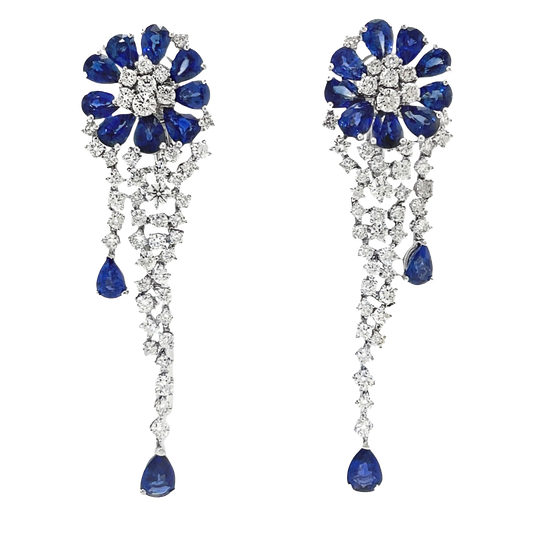 #27394 - Italian Design Sapphire and Diamond Chandelier Earrings