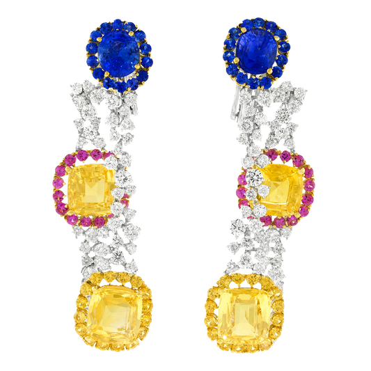 #27395 - Nineties Italian Sapphire and Diamond Chandelier Earrings