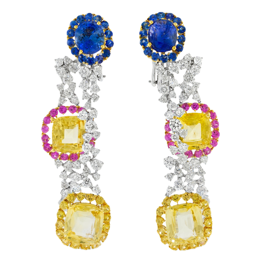#27395 - Nineties Italian Sapphire and Diamond Chandelier Earrings