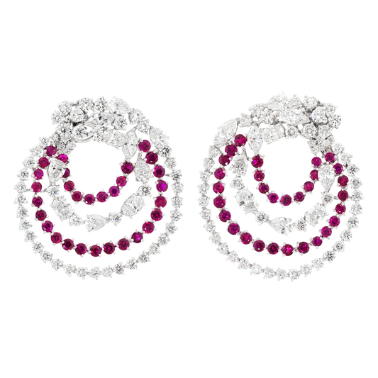 #27397 - Spectacular Italian Ruby and Diamond Earrings