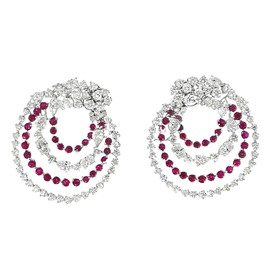 #27397 - Nineties Italian Ruby and Diamond Earrings
