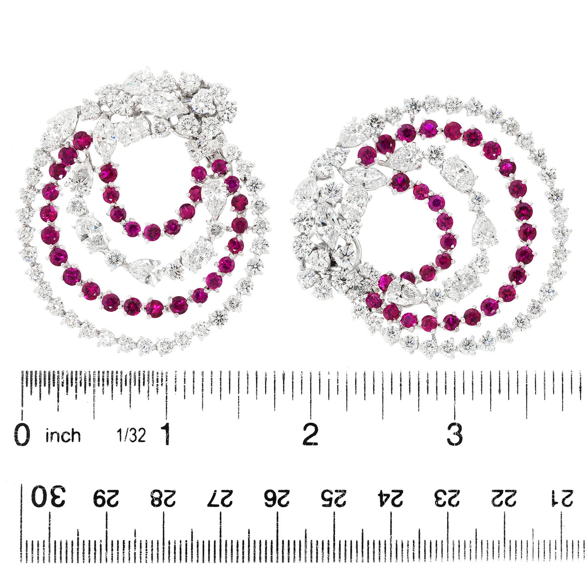 #27397 - Spectacular Italian Ruby and Diamond Earrings