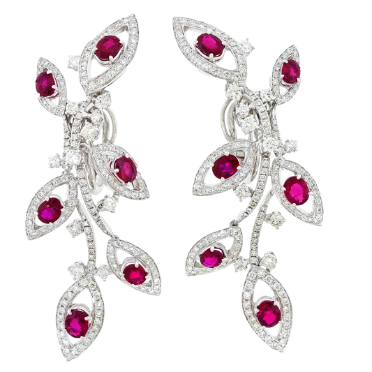 #27398 - Nineties Italian Ruby and Diamond Chandelier Earrings