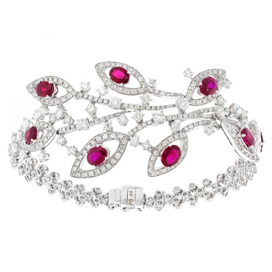 #27399 - Nineties Italian Spectacular Ruby and Diamond Bracelet