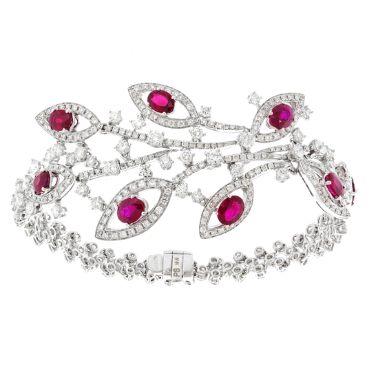 #27399 - Nineties Italian Spectacular Ruby and Diamond Bracelet