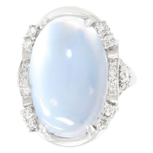 #27405 - Art Deco 25.0 Carat Moonstone and Diamond Ring