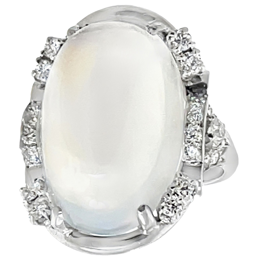 #27405 - Art Deco 25.0 Carat Moonstone and Diamond Ring