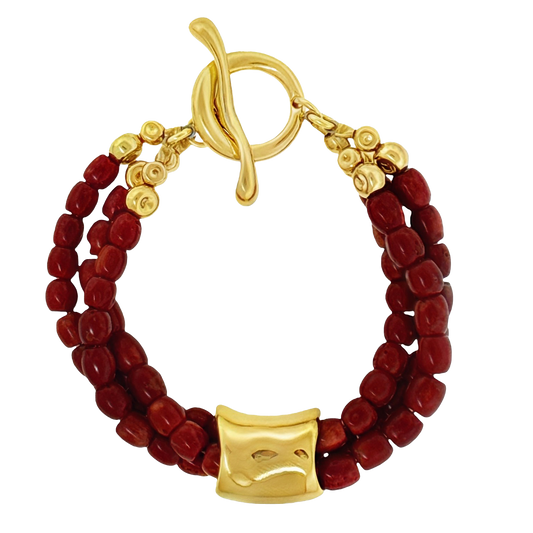 #27469 - Nineties Robert Lee Morris Gold and Coral Bracelet