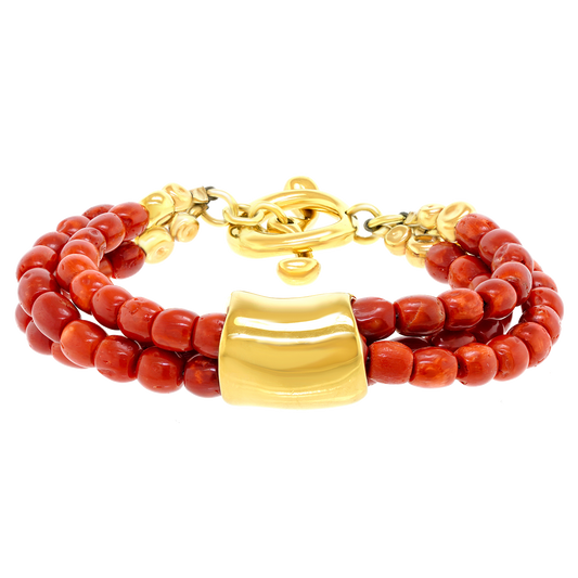 #27469 - Nineties Robert Lee Morris Gold and Coral Bracelet