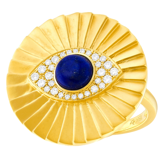 #27477 - Lapis and Diamond Evil Eye Ring by Doves Doron Paloma