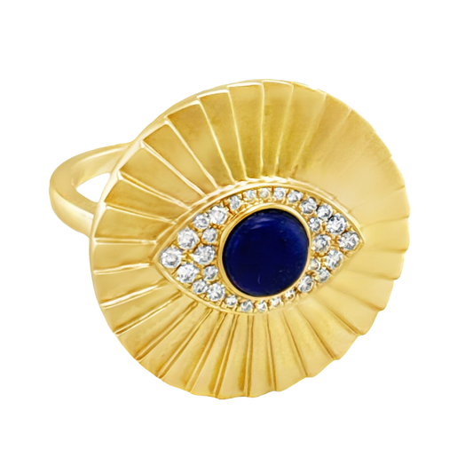 #27477 - Lapis and Diamond Evil Eye Ring by Doves Doron Paloma