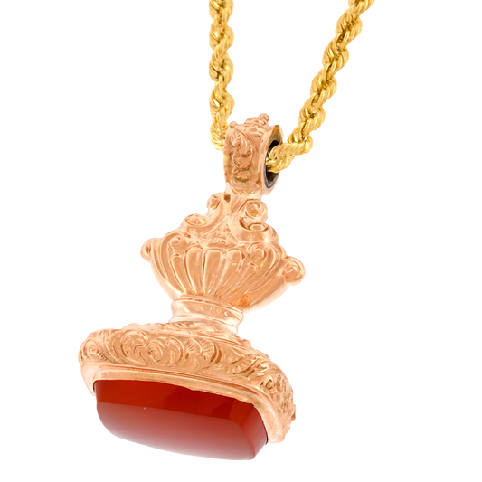 #27546 - Antique Carnelian-set Gold Fob