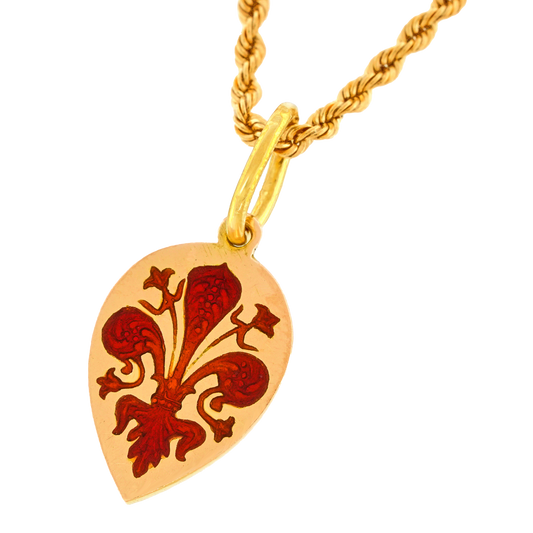 #27646 - Art Deco Enamel Fleur De Lis Pendant