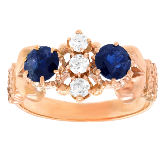 #27666 - Antique Sapphire and Diamond Ring