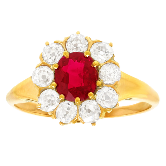 #27693 - Antique Ruby and Diamond Ring No Heat Burma