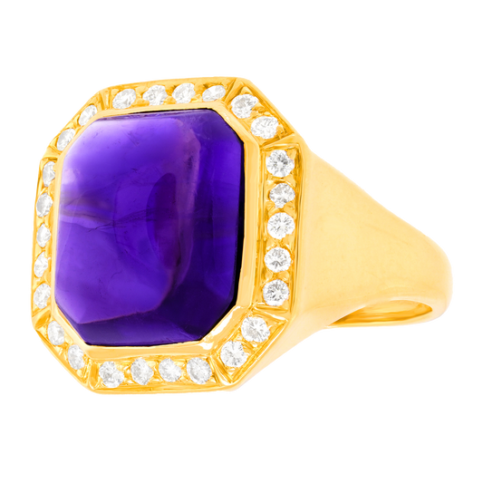 #27755 - Sleek Eighties Diamond and Amethyst Ring