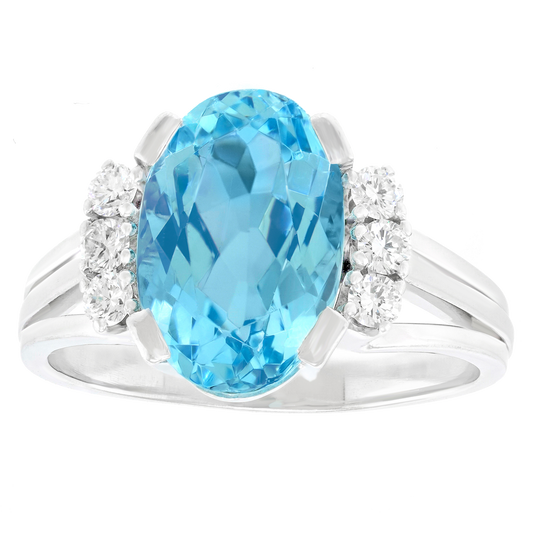 #27878 - 3.0 Carat Aquamarine and Diamond Sixties Ring