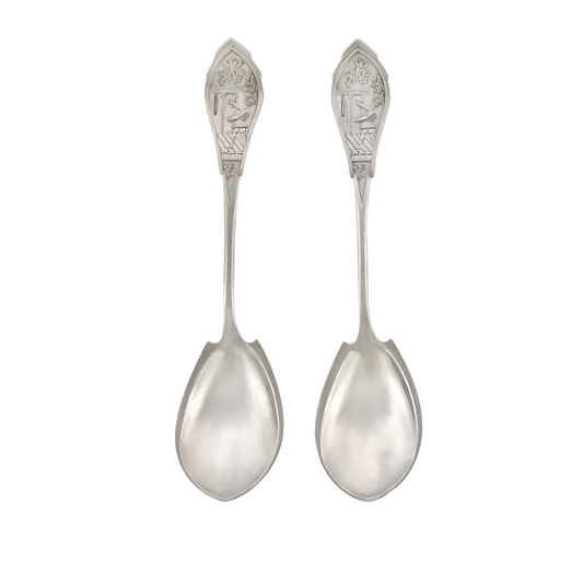 #27909 - Set of Twelve Woods & Hughes Celestial Pattern Sterling ice Cream Spoons