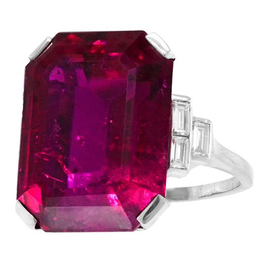 #27942 - Spectacular Red Tourmaline & Diamond Ring