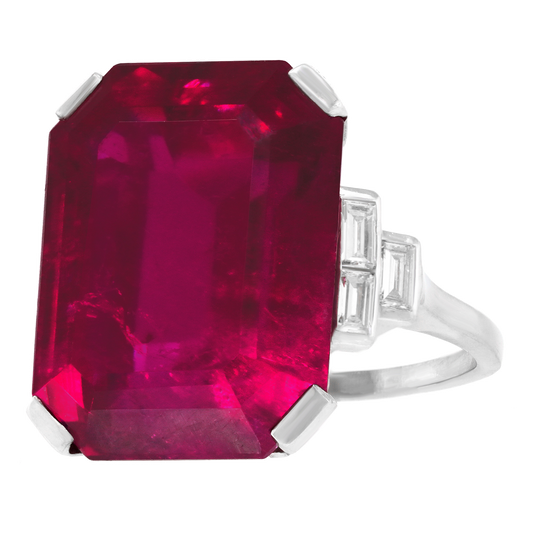 Spectacular Red Tourmaline & Diamond Ring