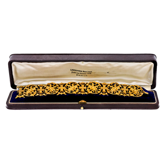 #27960 - 1870s Renaissance Revival Gold Bracelet by Lefebvre Fils Aine French