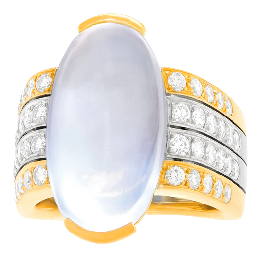 #27983 - Paul Binder Hyper Modern Moonstone & Diamond Ring