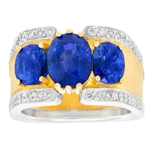 #27985 - Paul Binder Swiss Modern Sapphire and Diamond Ring