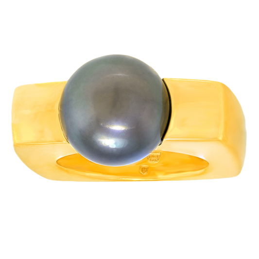 #27988 - Mikimoto Japanese Modernist Black Pearl Ring