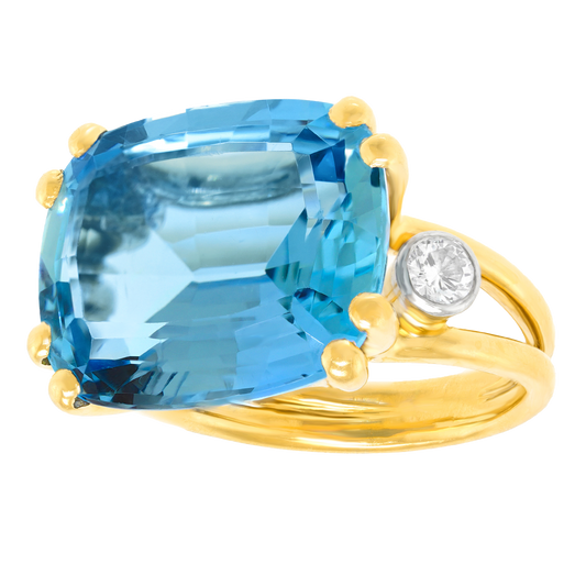 #27991 - 14.0 Carat Aquamarine and Diamond Ring by Burch