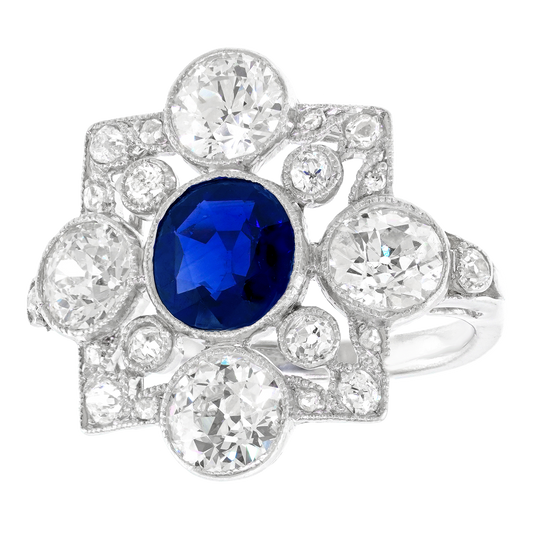#28007 - Art Deco Sapphire and Diamond Ring