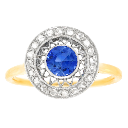 #28009 - Art Deco Sapphire and Diamond Ring