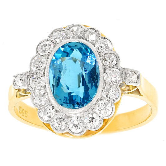 #28010 - Art Deco Aquamarine & Diamond Ring