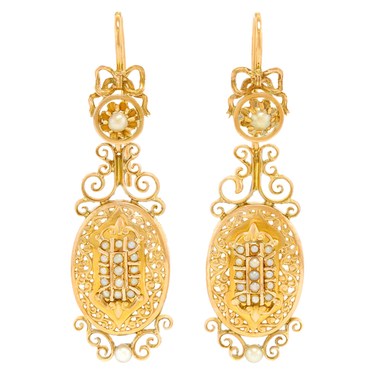 #28037 - Antique French Pearl-set Earrings