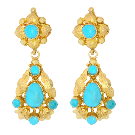 #28082 - Antique Turquoise Chandelier Earrings