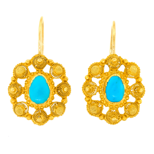 #28091 - Antique Turquoise Dormeuse Earrings