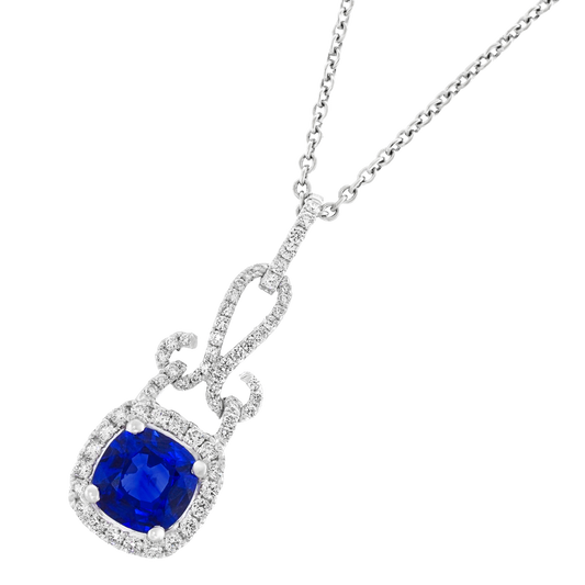 #28131 - Spark Creations Sapphire and Diamond Pendant Necklace