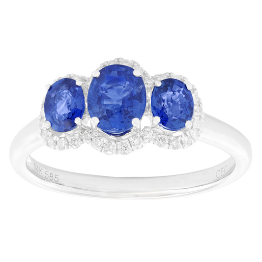 #28137 - Three Stone Sapphire and Diamond Ring