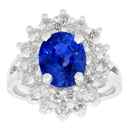 #28207 - Sapphire and Diamond Princess Di Ring