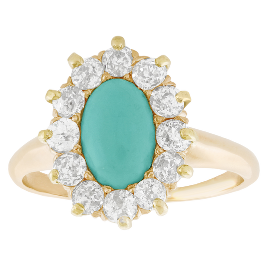 #28232 - Antique Persian Turquoise and Diamond Ring