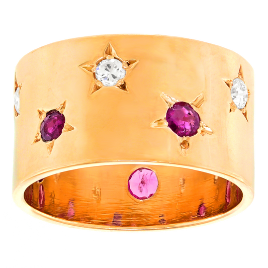 #28267 - Art Deco Ruby & Diamond Star Ring