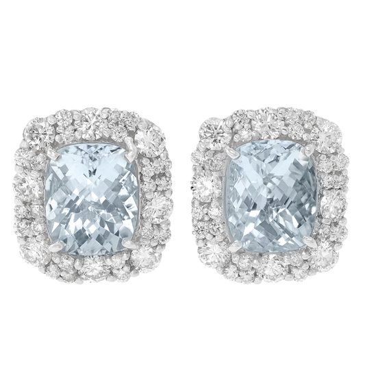 #28277 - Gorgeous Aquamarine & Diamond Earrings
