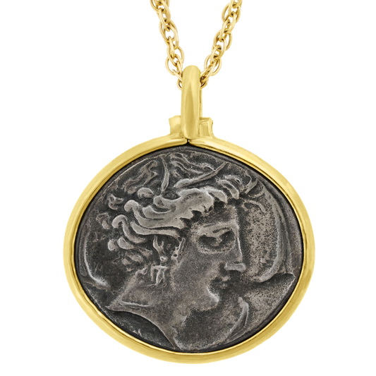 #28395 - Ancient Style Silver Medallion, Gold Frame