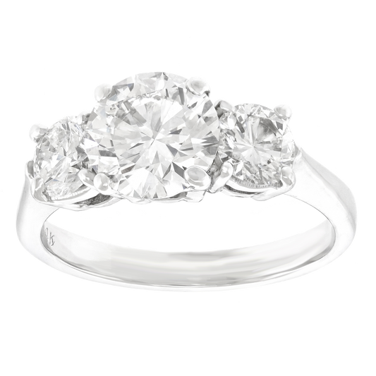 #28422 - Classic Three Stone Diamond Engagement Ring GIA
