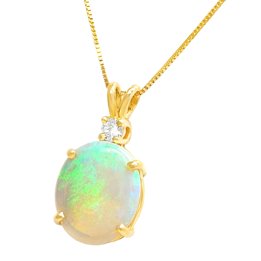 #28459 - Prismatic Opal Pendant and Chain 14k