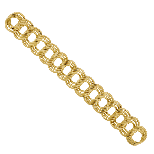 #28472 - Chic Yellow Gold Triple Link Bracelet