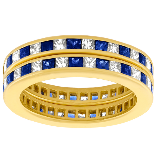 #28476 - Pair of Diamond & Sapphire Eternity Bands